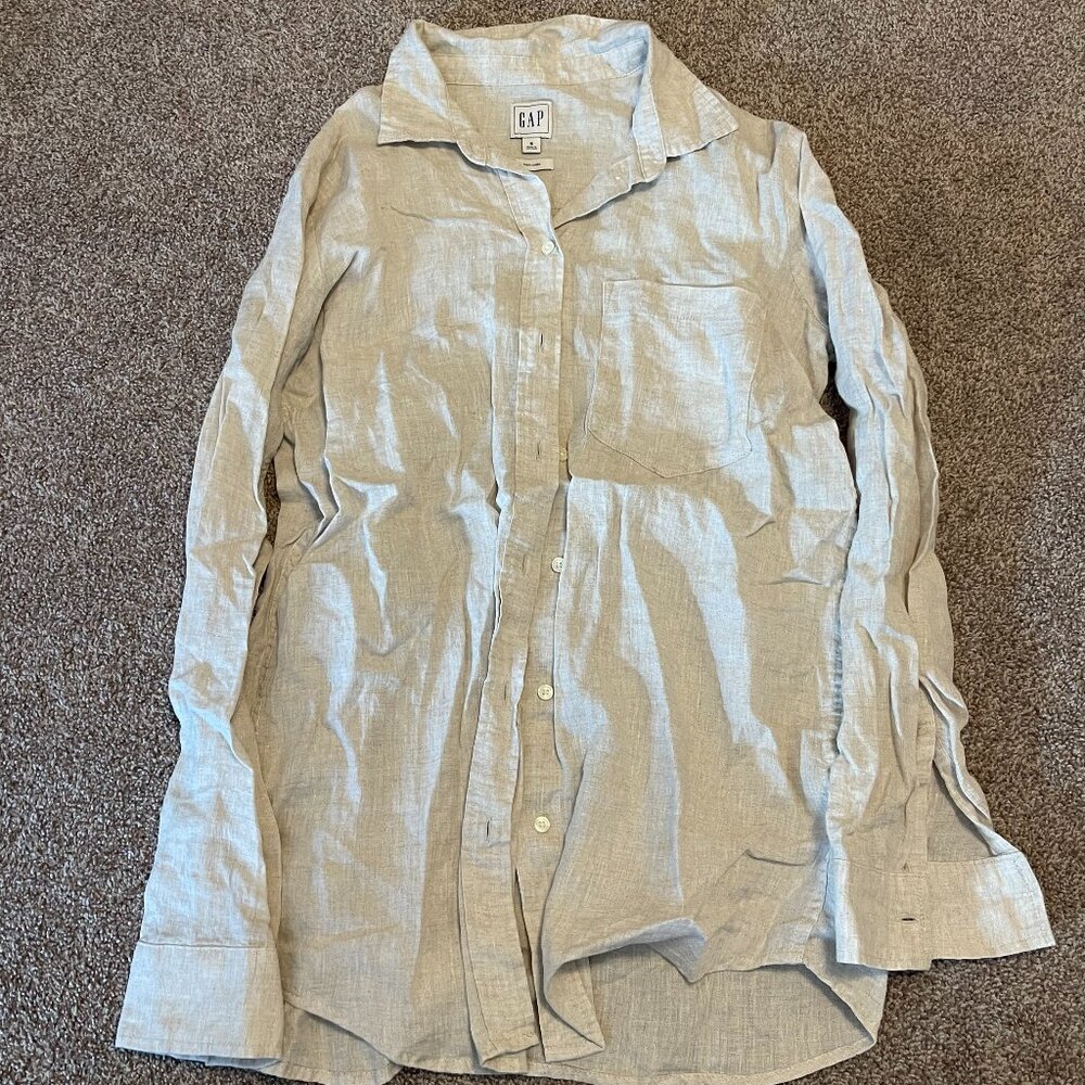 Gap 100% Linen Long Sleeve | Tan | Size S
